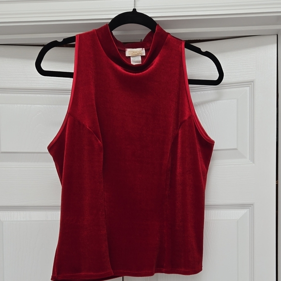Chic Velvet Sleeveless Top in Rich Red - Picture 1 of 2